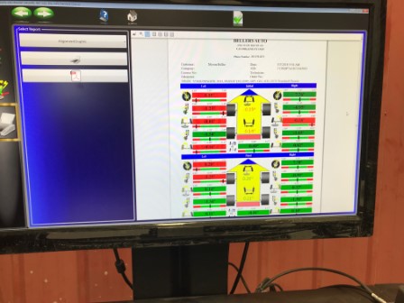 Standard Printout of Front and Rear Castor, Camber, Toe and Thrust Angle