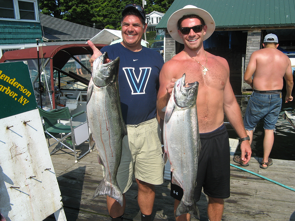 Henderson Harbor Fishing with Milky Way Charters - Larry and Son Lawrence with Nice Pair of Kings