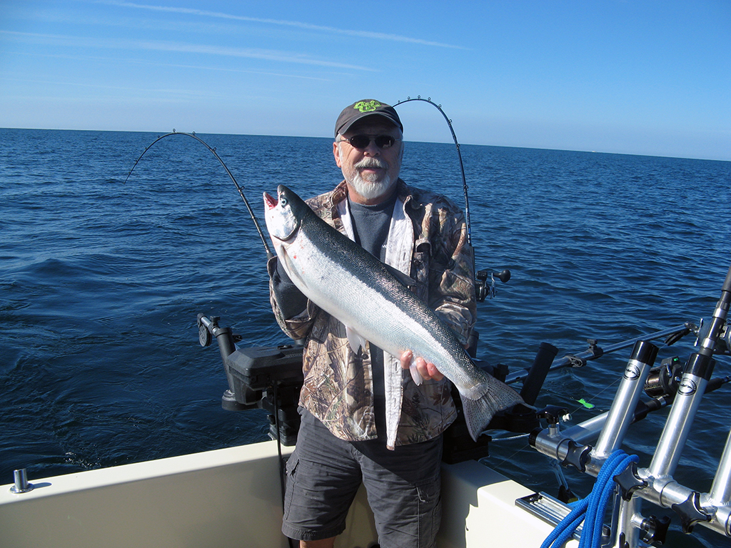 Henderson Harbor Fishing with Milky Way Charters - Nice 16 lb. Steelhead!