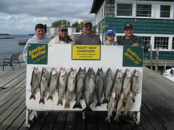 Henderson Harbor Fishing with Milky Way Charters - Paul Mast party with 4 Kings, 10 Lake Trout and 1 Brown!