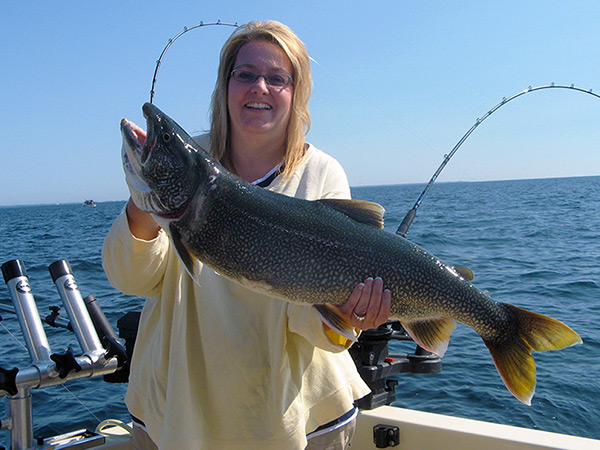 Henderson Harbor Fishing with Milky Way Charters - Sandra King with Lunker Laker!