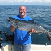 Henderson Harbor Fishing with Milky Way Charters - Bill Plaum with his beauty July King!