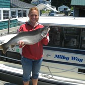 Henderson Harbor Fishing with Milky Way Charters - Allie with her 19 pound trophy Laker!