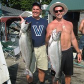 Henderson Harbor Fishing with Milky Way Charters - Larry and Son Lawrence with Nice Pair of Kings