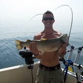 Henderson Harbor Fishing with Milky Way Charters - Happy Fisherman with Brown