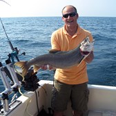 Henderson Harbor Fishing with Milky Way Charters - Leonard Showing Off Nice Laker!