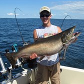 Henderson Harbor Fishing with Milky Way Charters - Colin With Big King!