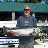 Henderson Harbor Fishing with Milky Way Charters - Nigel with Beauty King Salmon!