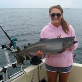 Henderson Harbor Fishing with Milky Way Charters - Brittany Showing Off Her King!