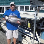 Henderson Harbor Fishing with Milky Way Charters - Steve Holding His King Salmon!