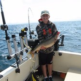 Louis Showing off His Lake Trout!