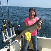 Sheila Holding One of Her Lake Trout!