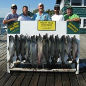 Henderson Harbor Fishing with Milky Way Charters - Rick Welsh Party (Capt. Scott in center) with limit of Kings!  