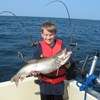 Henderson Harbor Fishing with Milky Way Charters - Andrew with his trophy Laker!