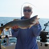 Henderson Harbor Fishing with Milky Way Charters - Brenda Holding Nice Lake Trout